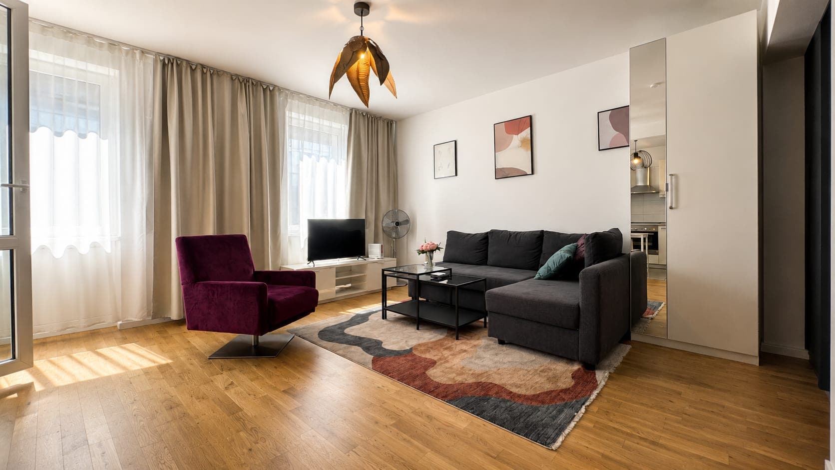Living room in Flat 201, photograph 3 of 5