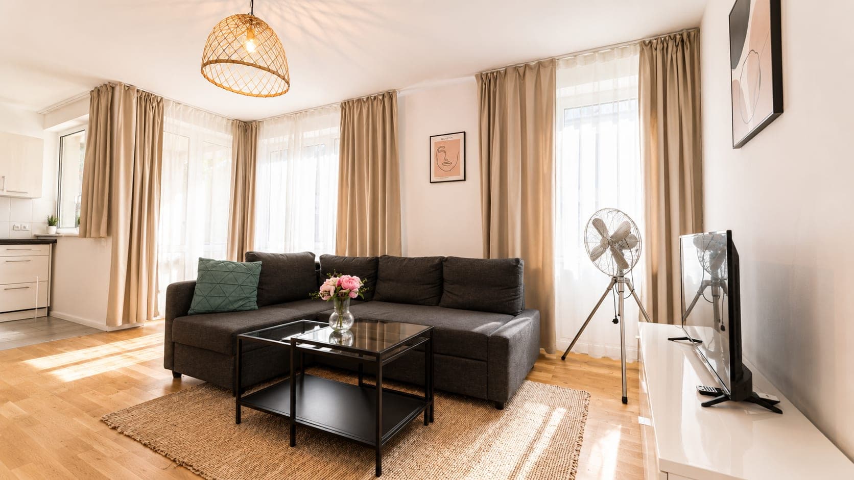 Living room in Flat 203, photograph 2 of 4