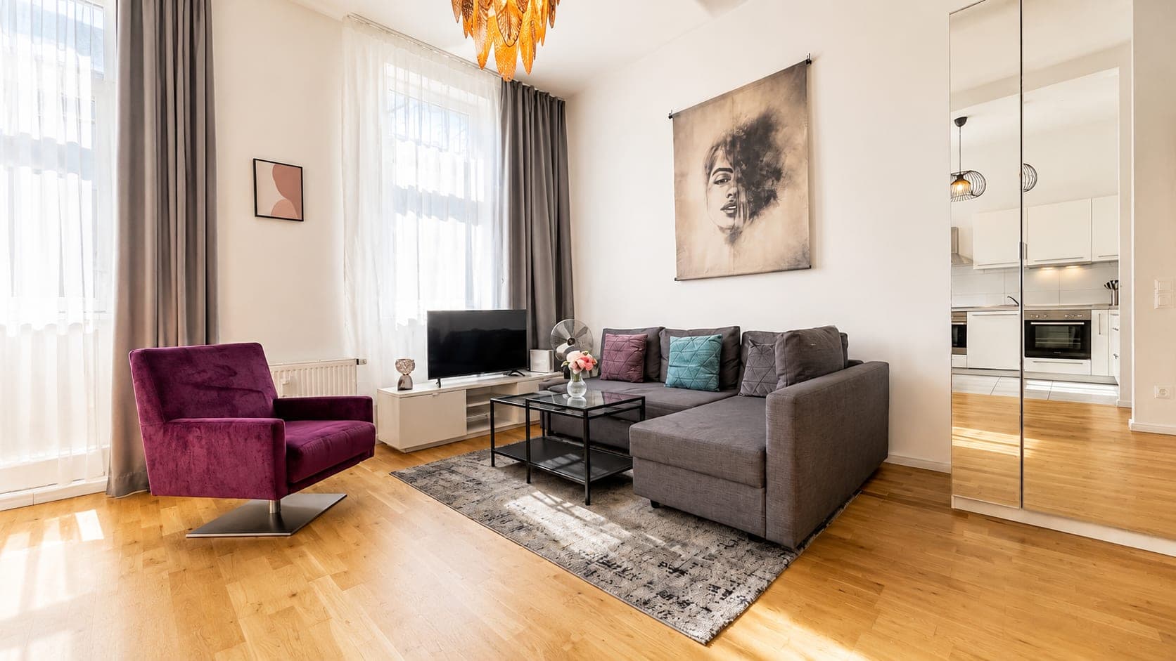 Living room in Flat 401, photograph 2 of 2